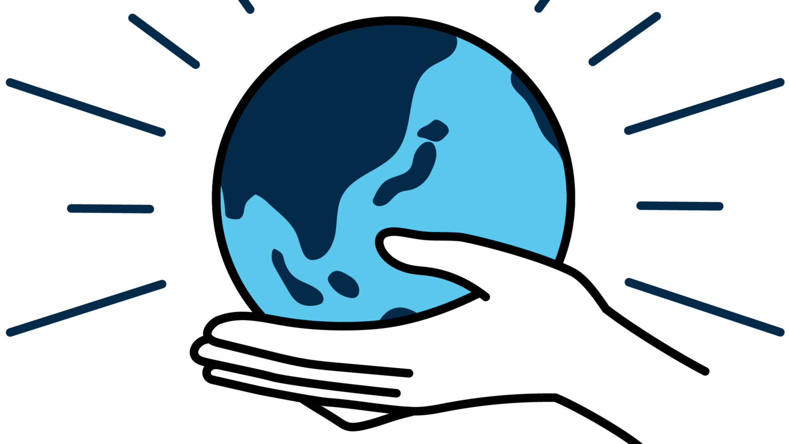 モノトロピズムにおける「関心の集中」をイメージして、手の上の地球のイラスト