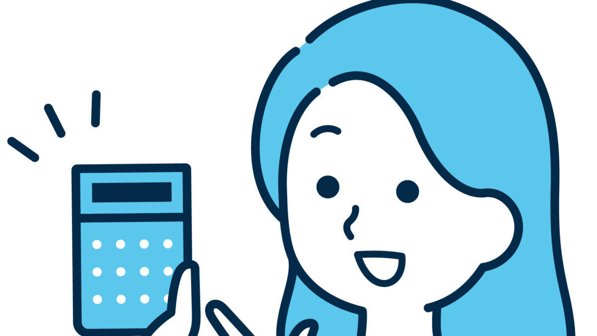 電卓を手にタスクや予定を整理している女性のイラスト（ASD当事者の処理オーバーを整理するイメージ）